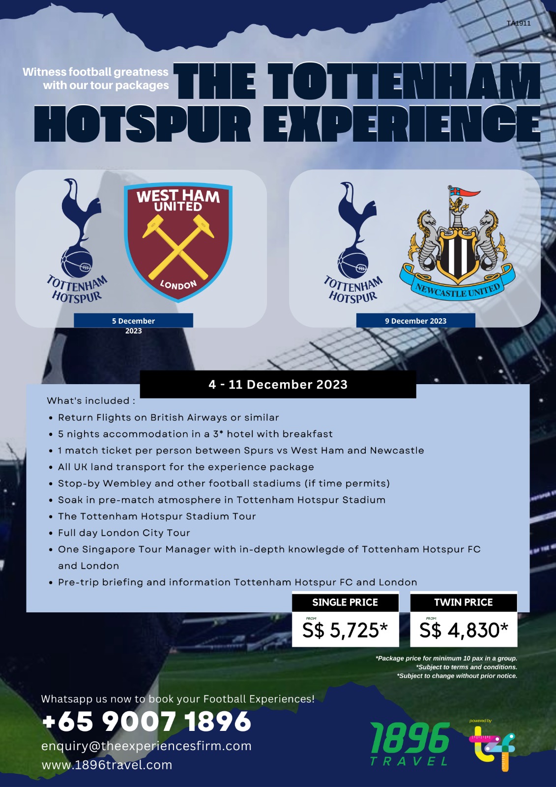 Tottenham Hotspur vs West Ham United Tickets & Hospitality